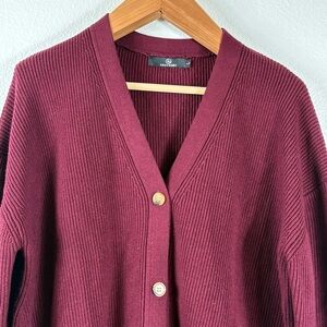 Elegant Burgundy Cardigan Sweater